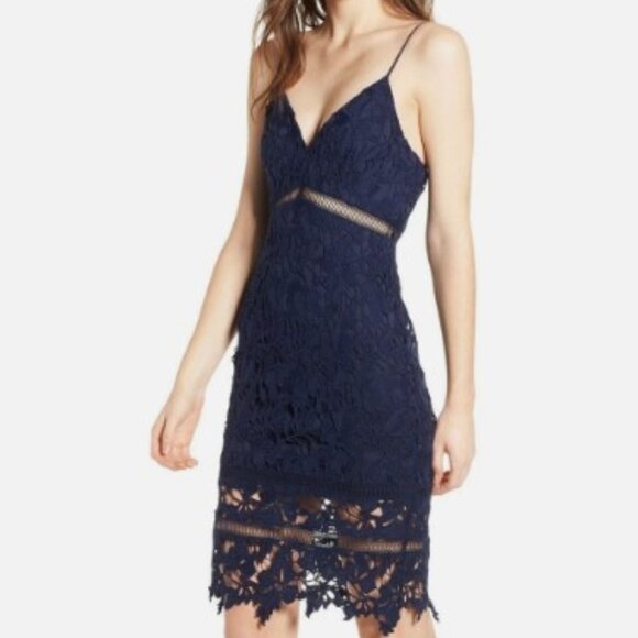 ASTR The Label Navy Lace Midi Dress XL - Picture 1 of 11